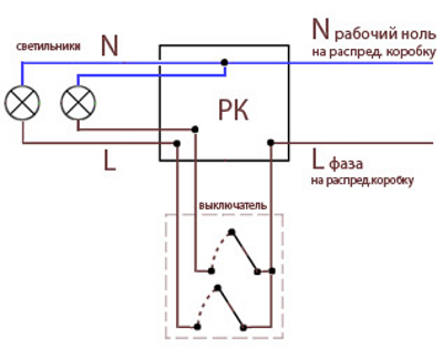 Схема подключения двойного выключателя